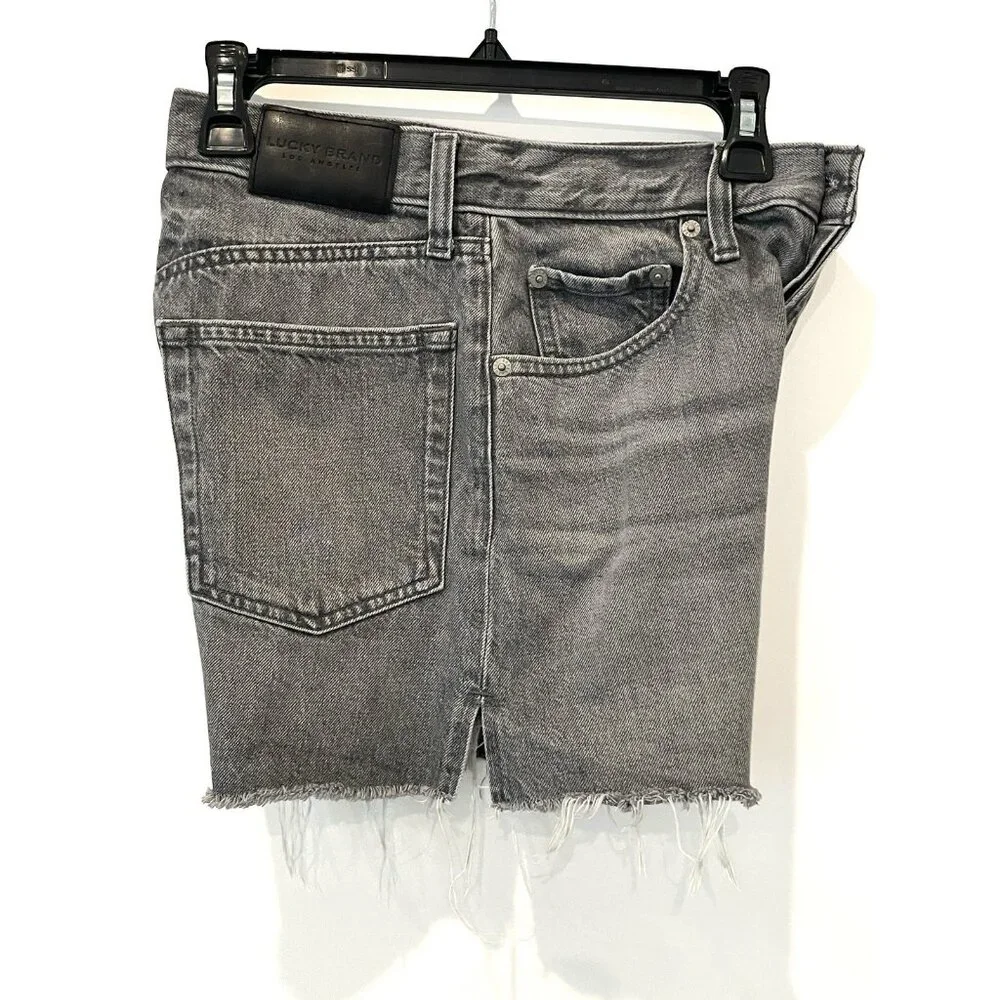 Lucky Brand Women’s Denim Jean Traveler Shorts Sz 0 Gray/Black Distress Frayed - Picture 4 of 14